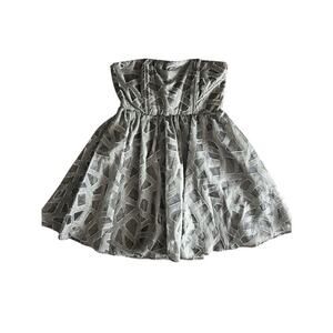 Alice + Olivia Grey Kristin Strapless Gray Dress Textured Fit Flare Dress Mini M